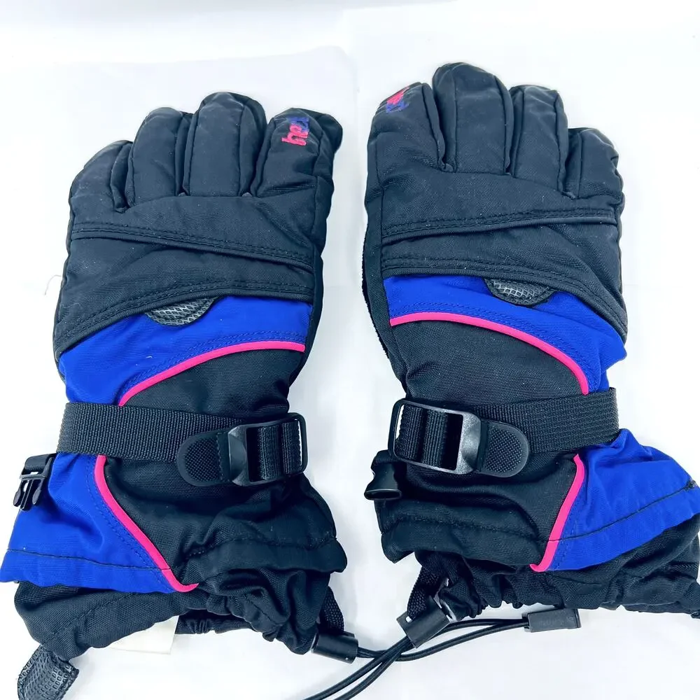 Head Ski Gloves Girls XL Black Purple Wrist Strap Snow Boarding, Winter Sport
